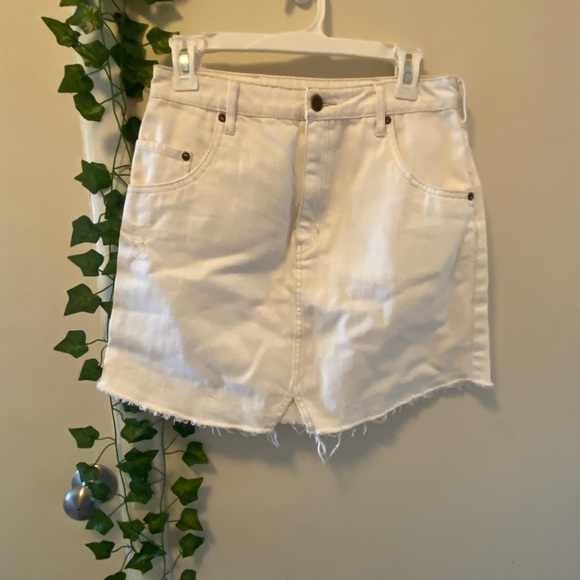 Cream Jean Mini Skirt - Picture 1 of 3